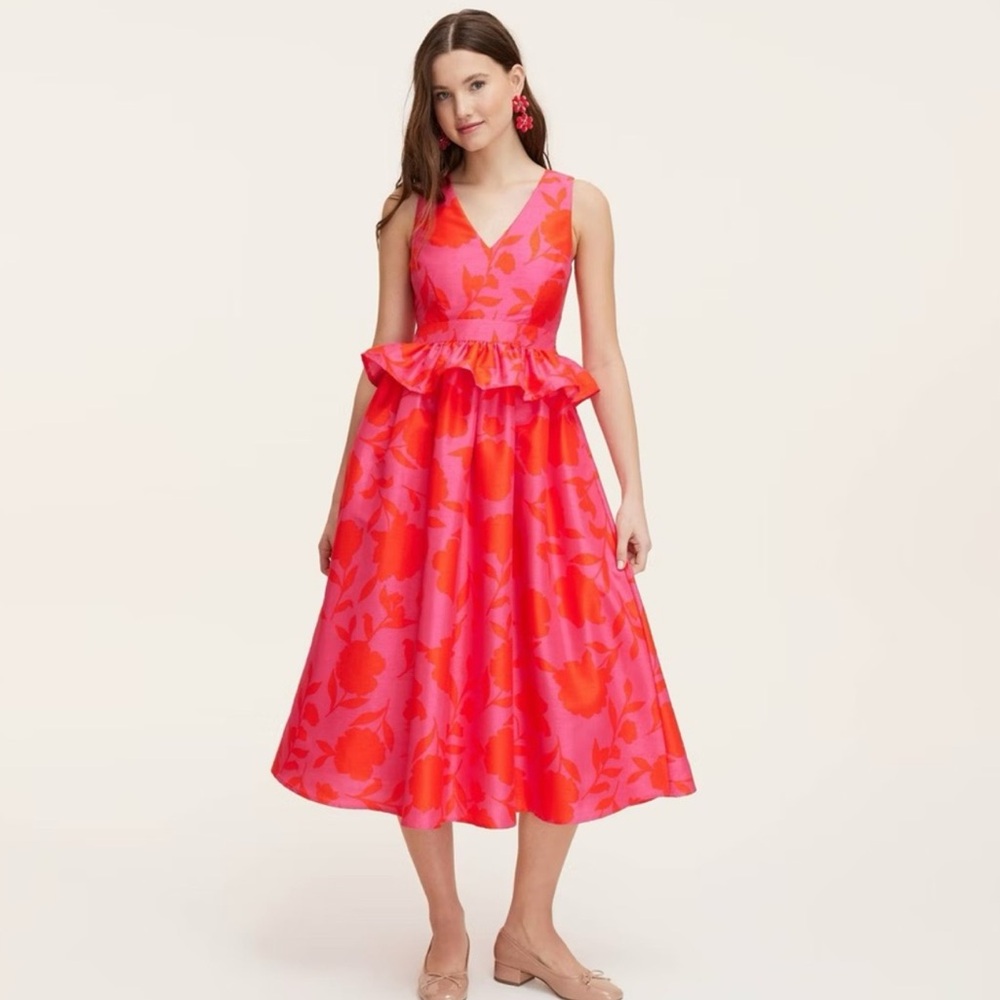 kate spade Pink and Orange Floral Midi Dress
